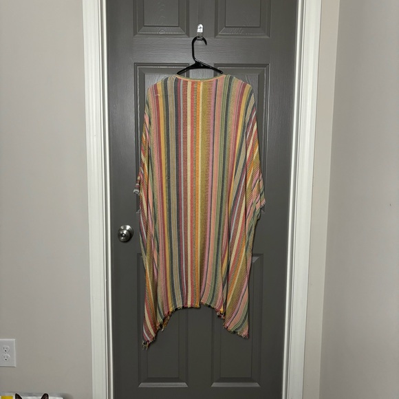 True Craft Oversized Boho Kimono Multicolor Stripe Fringe Tassels Tie XS/S - Picture 8 of 9